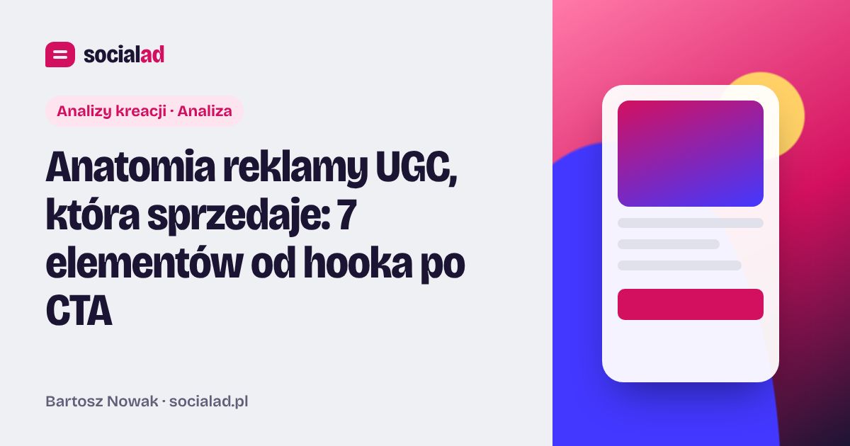 Grafika do artykułu: Anatomia reklamy UGC, która sprzedaje: 7 elementów od hooka po CTA