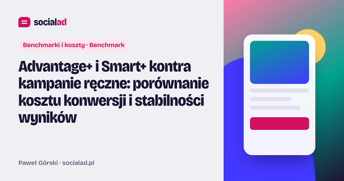 Grafika do artykułu: Advantage+ i Smart+ kontra kampanie ręczne: porównanie kosztu konwersji i stabilności wyników