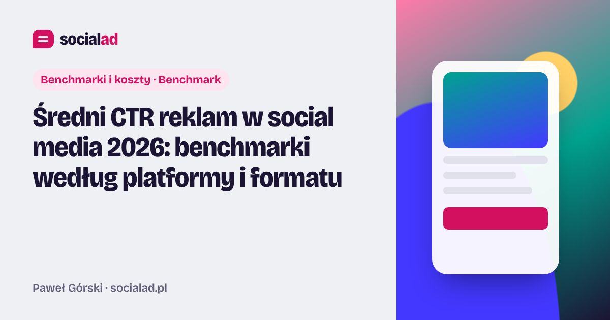 Grafika do artykułu: Średni CTR reklam w social media 2026: benchmarki według platformy i formatu