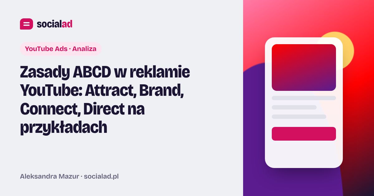 Grafika do artykułu: Zasady ABCD w reklamie YouTube: Attract, Brand, Connect, Direct na przykładach